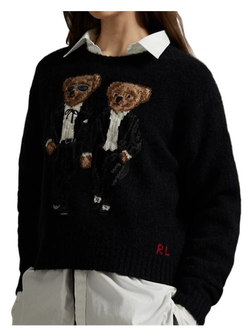 Maglia da donna in misto lana con BEARS ricamati , colore black POLO RALPH LAUREN | 211978619001